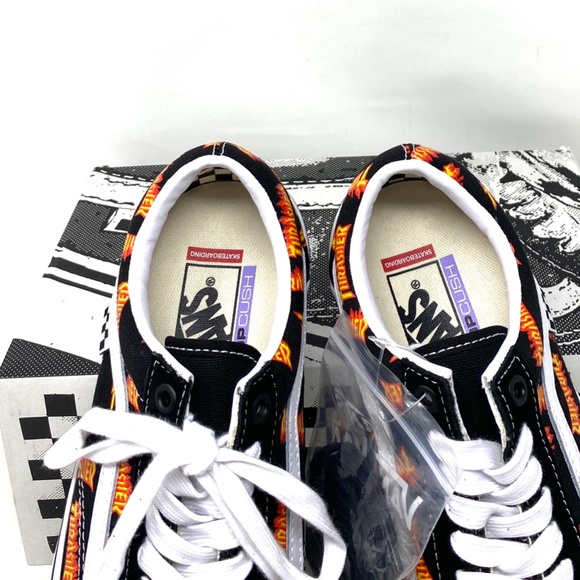 VANS x Thrasher Old Skool Skate Low Top Black Canvas Women Sneakers VN0005W0BML - Picture 9 of 11